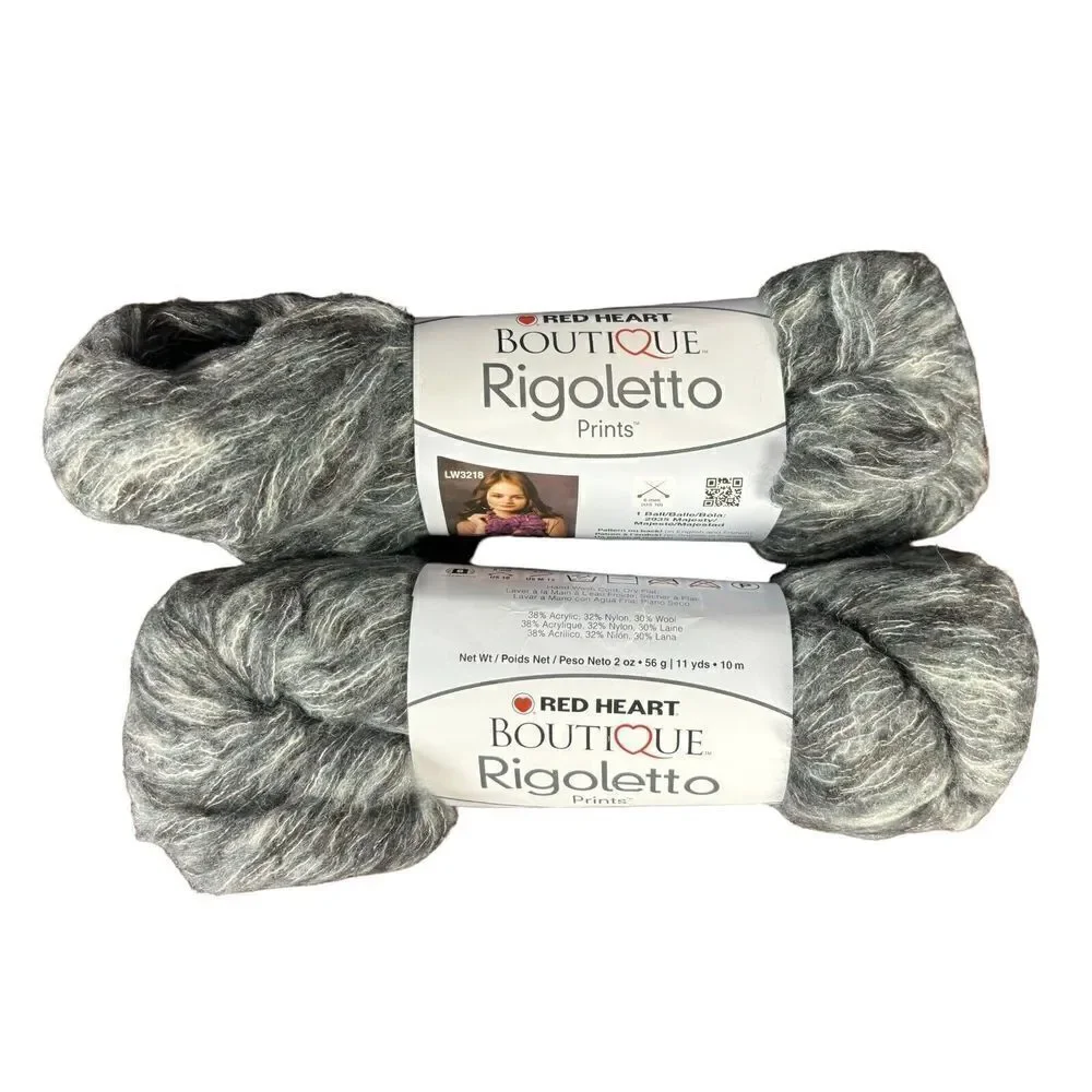 Red Heart Boutique Rigoletto Prints Lot of 2 Balls Stormy 4.6 Ounces Grey New